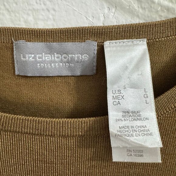 Liz Claiborne Collection Brown Silk Blend Button Detail Tank L - Picture 3 of 4